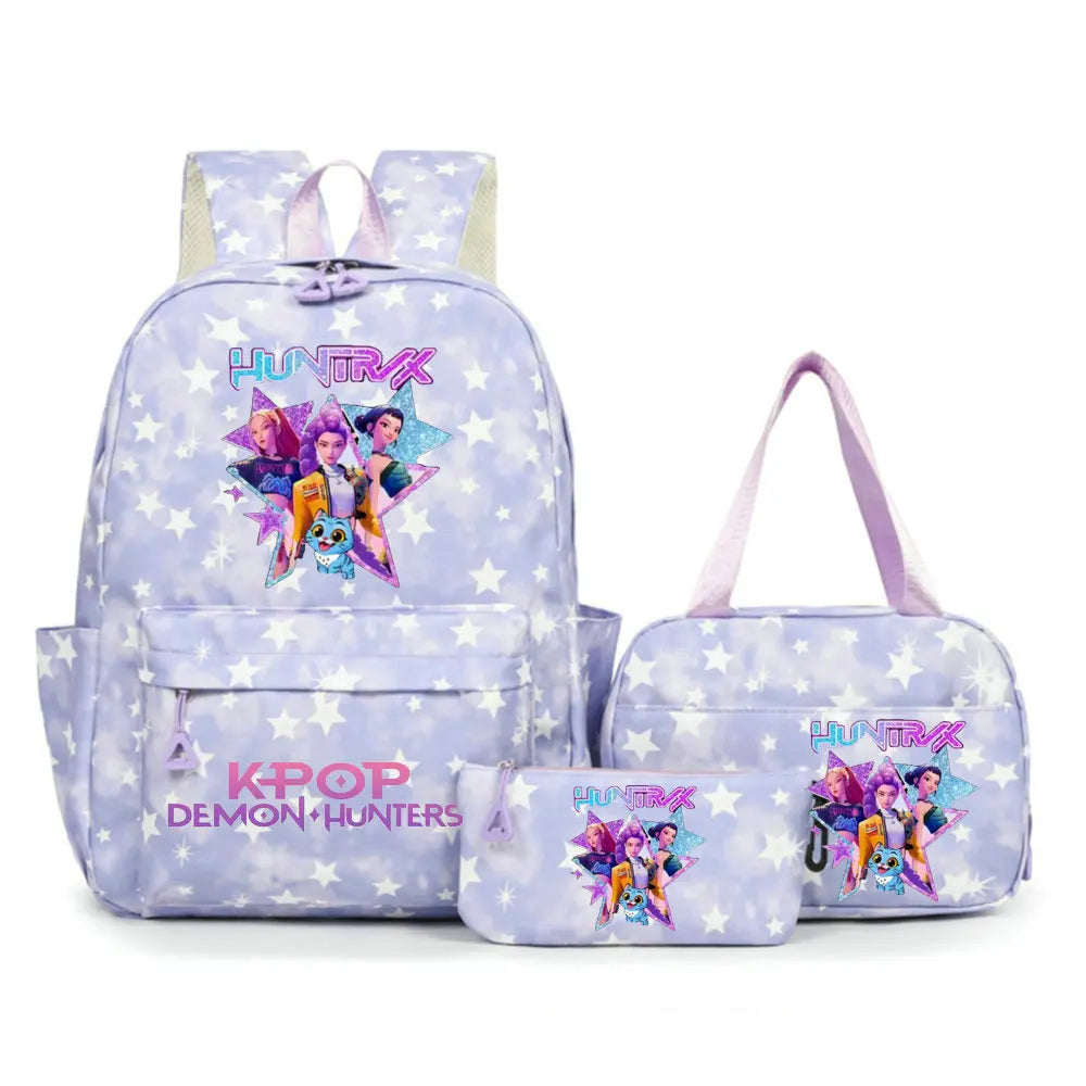 KPop Demon Hunters Backpacks Campus Student School Bags for Teen Men Women Tote Bag Clutch Pocket Nylon Backpacks Travel