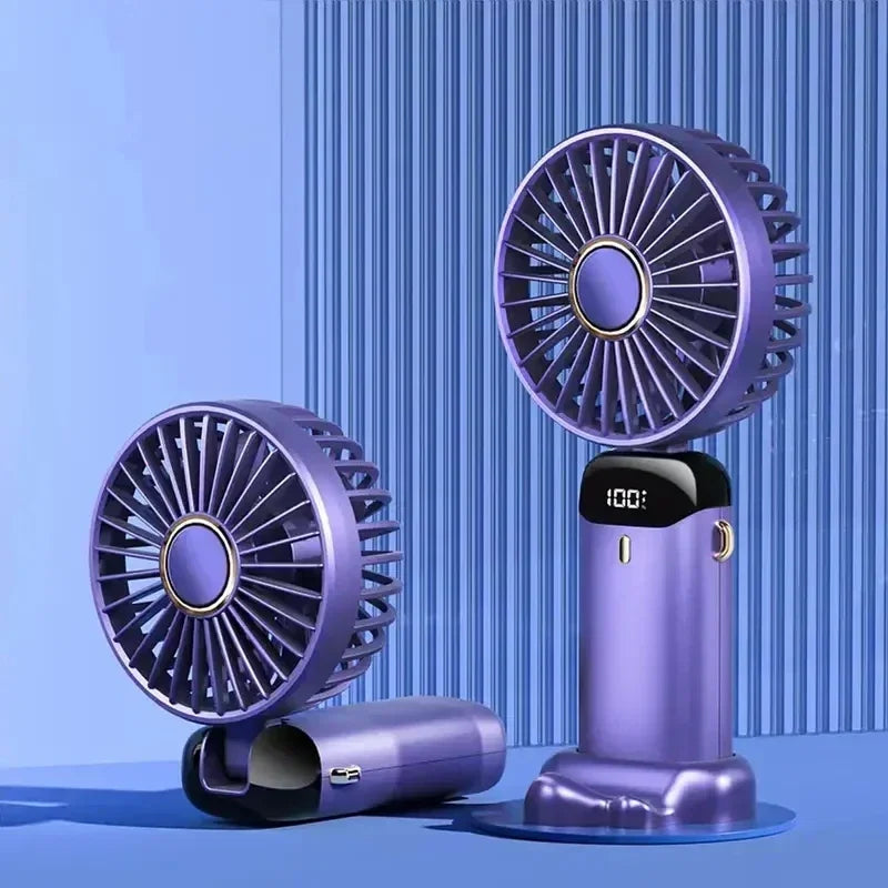 Portable Handheld Mini Fan Digital Battery Display Low Noise Strong Wind Rechargeable Foldable Cooling Fan For Travel Outdoor