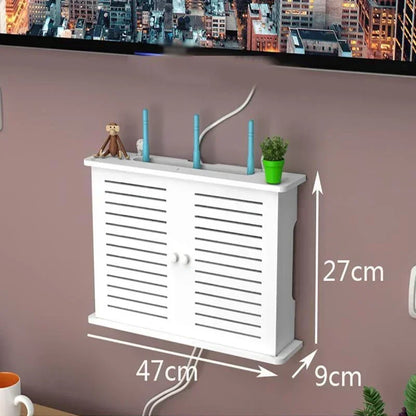 Large Wireless Wifi Router Shelf Storage Boxes Cable Power Plus Wire Bracket Wood-Plastic Wall Hanging Plug Board DIY Home Decor