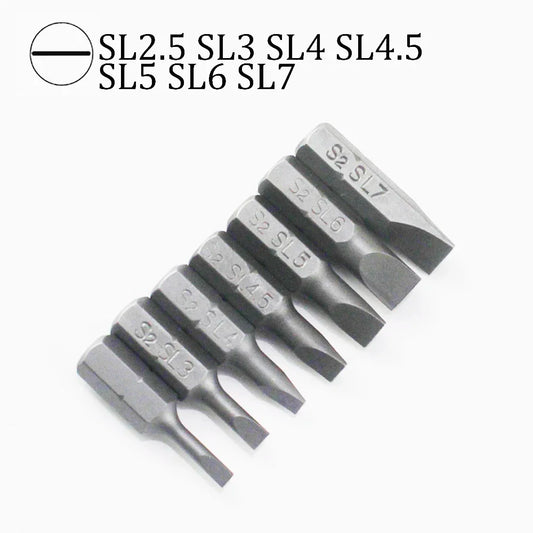 10Pcs 1/4" 25mm Slotted SL2.5-SL7 Screwdriver Bit Set Repair Tools Screwdrivers Kit Hex Shank Drill Bit For Power Household Tool