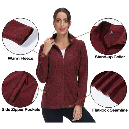 MAGCOMSEN Lightweight Women's Fleece Jackets Womens Athletic Warm Sweatshirts Casual Turtleneck Sweater Coat Sports Tops