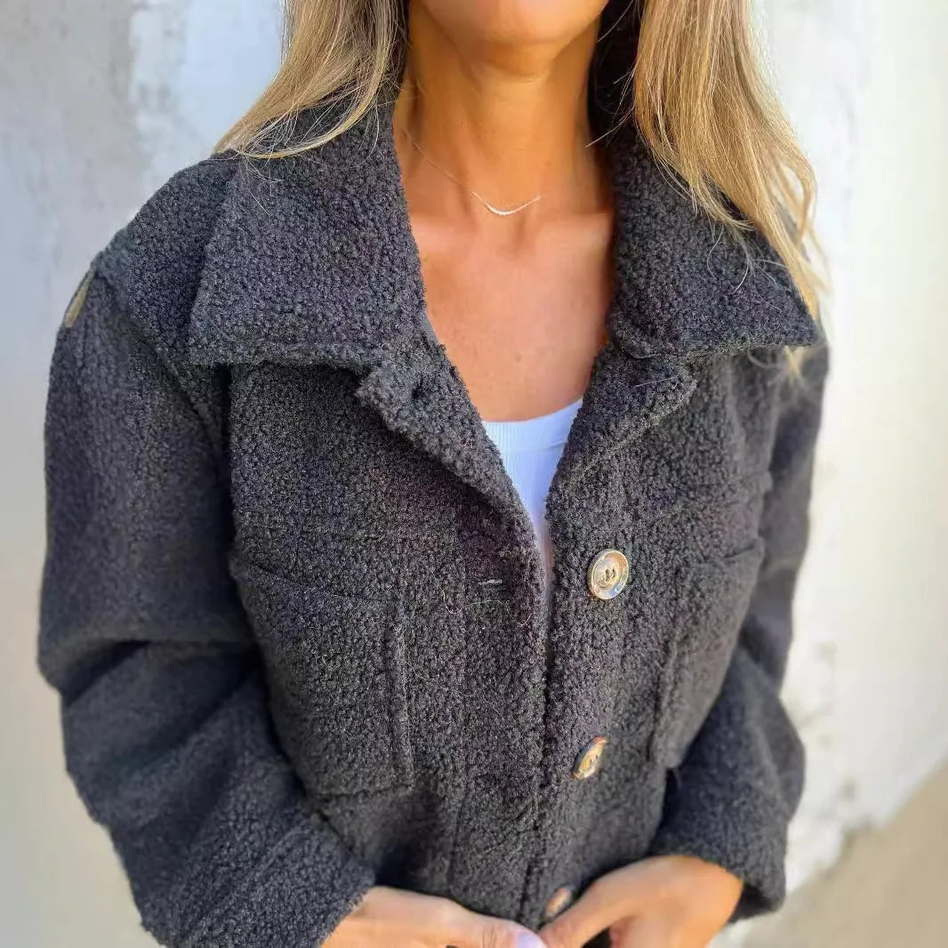 2025 Autumn Winter Clothes Women Lapel Single-breasted Lapel Jacket Solid Color Fashion New in Outerwears Pockets Coat Chic Tops