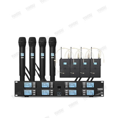 YUHSIU Professional UHF Wireless Microphone 8 channels Handheld lavalier Headset FM Mic For stage performance Band conference