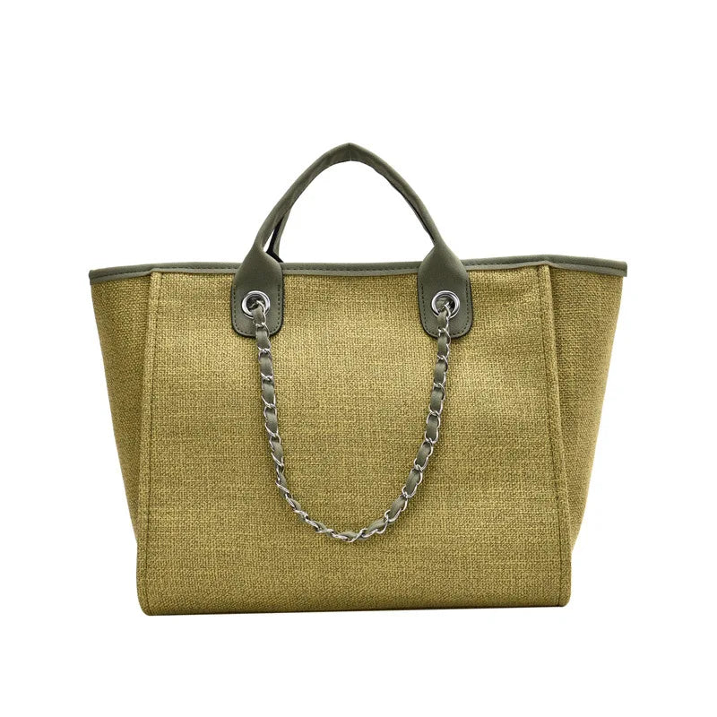 2025 Female Large Capacity New European American Bucket Bag Handheld Single Shoulder Diagonal Cross Chain Tote Bag