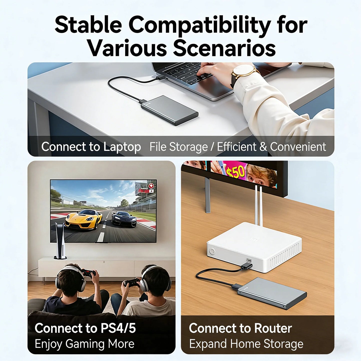 Kebidumei USB 3.0 To 2.5 Inch Hard Drive Case SATA HDD SSD Enclosure 5Gbps External Hard Drive Disk Aluminum Box for PC Laptop