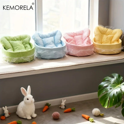 1PCS Soft Cute Bunny Princess Nest - Fluffy Rabbit Bed with Lace Edges, Cozy Plush Bedding for Small Pets, Hamsters, Guinea Pigs