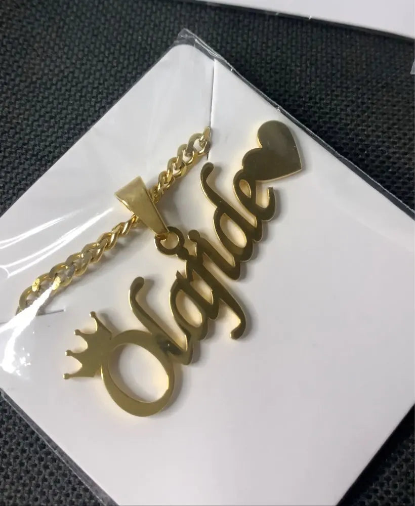 Custom Movable Big Name Pendant Necklace Stainless Steel Cuban Chain Nameplate Personalized Necklace For Women Fashion Jewelry