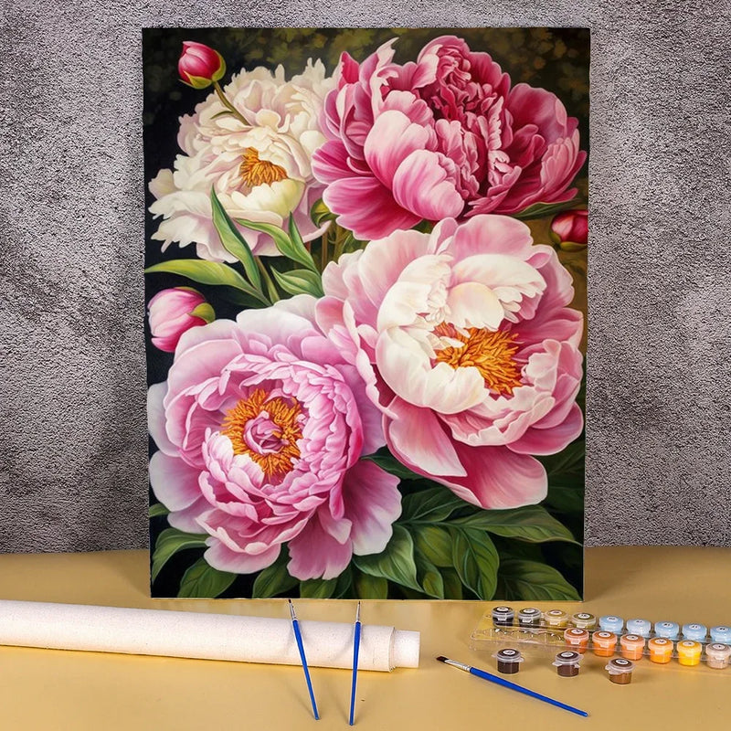 Diy Painting By Numbers Peony Flower Canvas Colouring Handpainted Gift Wall Decor Home 50×70cm Picture For Paint With Number