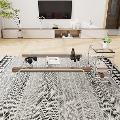 Living Room Coffee Table Premium Style Home Tempered Glass Heat-Resistant Corrosion-Resistant Odorless