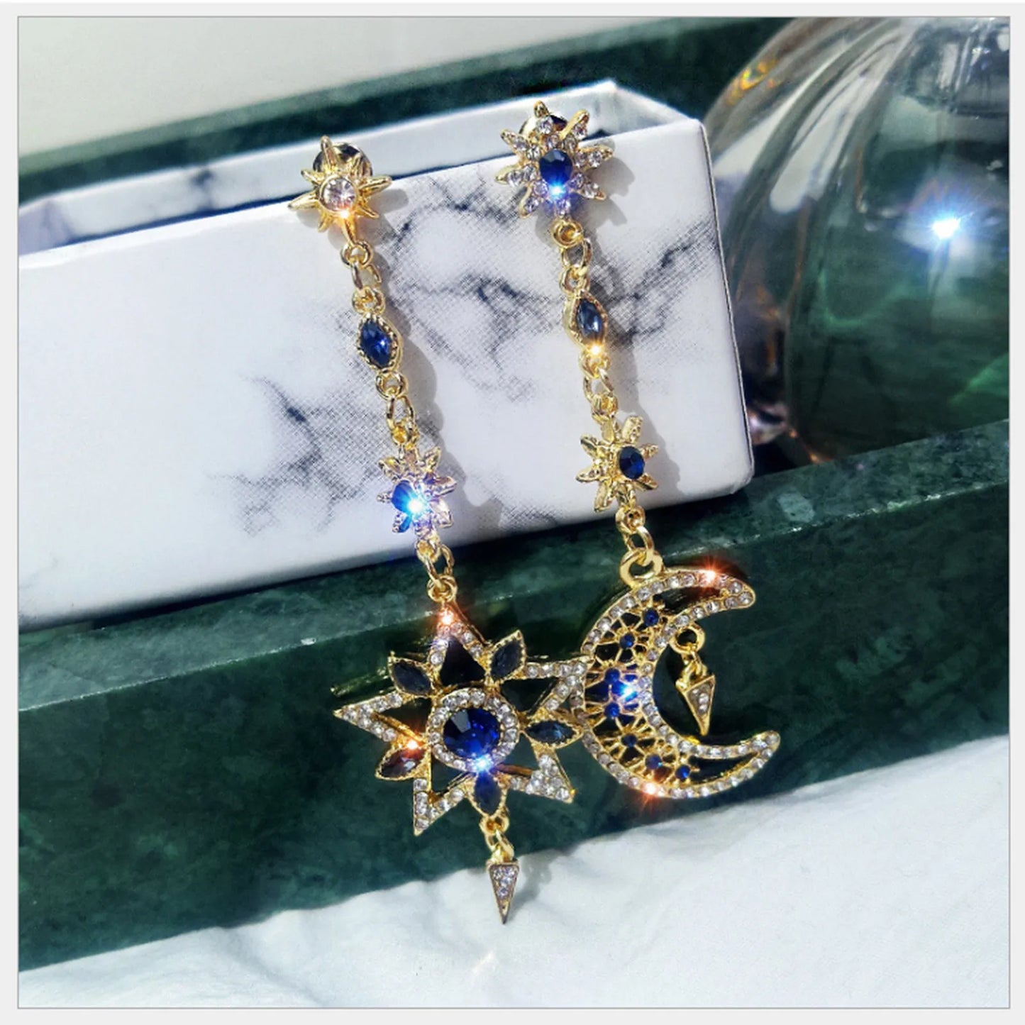 on Earrings Girls Silver Earrings Pointed Asymmetric Needle Star Five Long Earrings Drop Heart Earrings