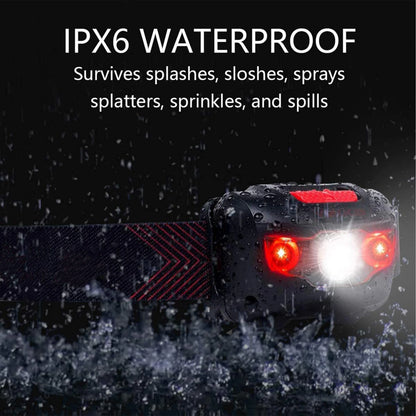 Lighting  LED Rechargeable Headlamp High Lumen Bright Head Lamp 6 Modes White Red Light Waterproof Forehead Flashlight