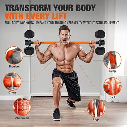 Dumbbell Converter, Convert Dumbbells to Barbell Set, Weight Bar for Bench Presses, Squats, Hip Thrust, Deadlifts, Home Weightli