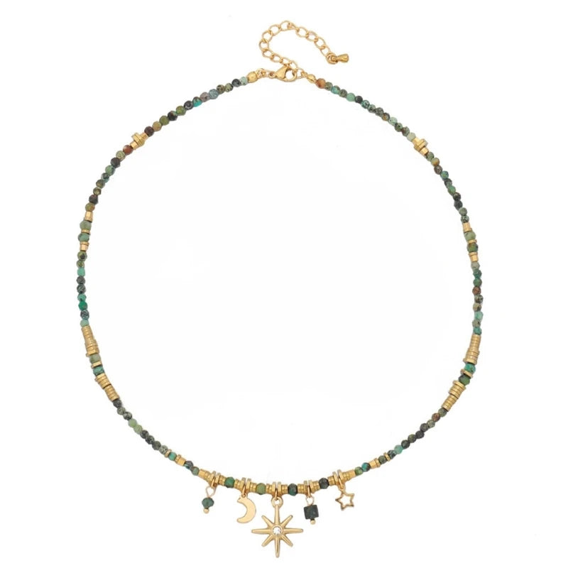 2023 New Fashion Metal Chain Necklace Vibrant Colored Beads Necklace Necklace