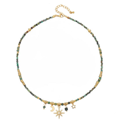 2023 New Fashion Metal Chain Necklace Vibrant Colored Beads Necklace Necklace