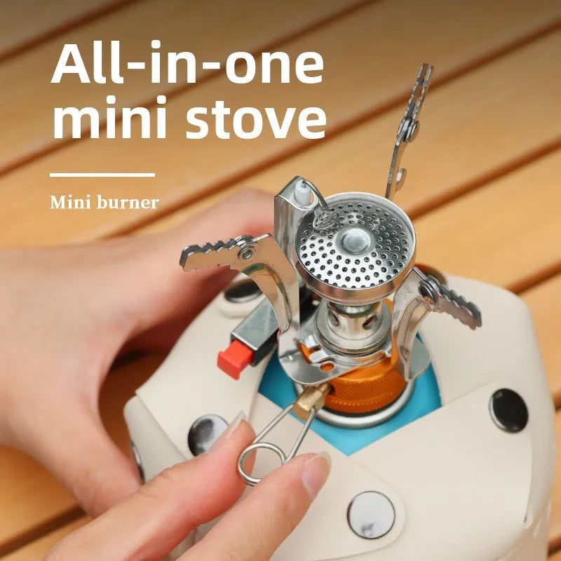 Mini Integrated Camping Stove, Portable Burner with Electronic Ignition, Compact Outdoor Cooking Stove for Camping Picnic