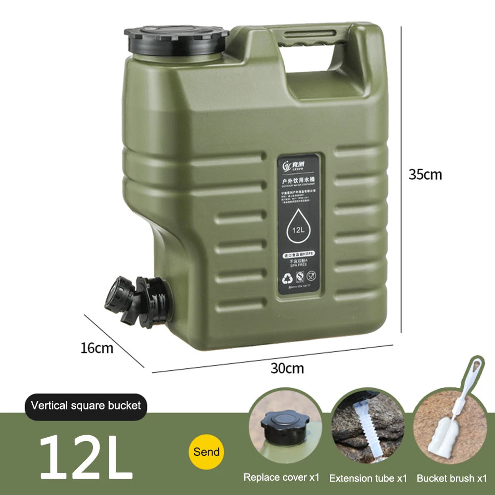 12/11L Water Bottle Camping Large Capacity Water Pouch With Detachable Faucet Food-Grade Car Water Tank Camping Fishing Bucket