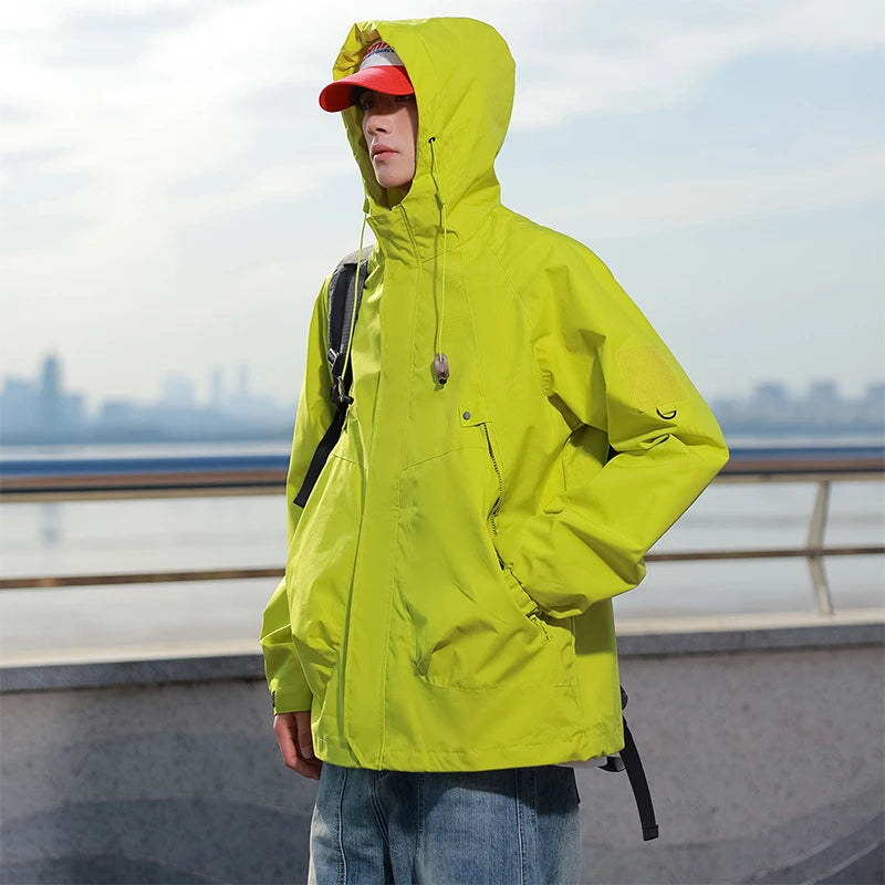 Pink Outdoor Camping Jacket Women's Autumn Loose-fit Hooded Jackets Elegant Long Sleeve Fashionable Harajuku Bf Windbreaker Coat