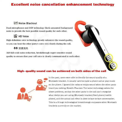 Wireless Bluetooth Talk45 Single Earphones Office Business Ear-hang Noise Cancelling Car Intelligent HD Voice Navigation Headset
