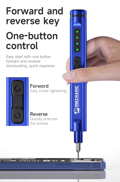 MECHANIC Electric Screwdriver with LED Lights Phone Tablet Watch Camera Main Engine Disassembly Home Appliance Maintenance Tool