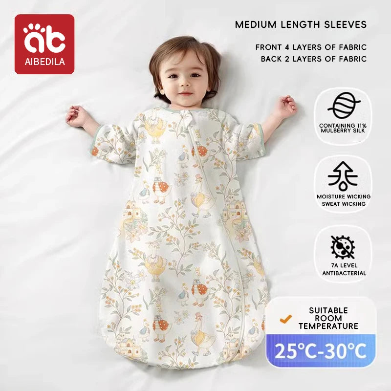 AIBEDILA ﻿Baby Sleeping Bag Childen Summer Silk bamboo Cotton Babe Sleepsack 1-3Years Infant Breathable Growth Blanket Sleepwear