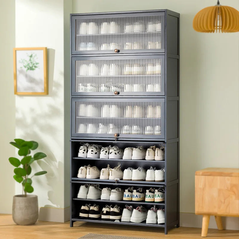Shoe cabinet multi-layer storage rack household simple door entry balcony indoor large-capacity dust-proof shoe rack