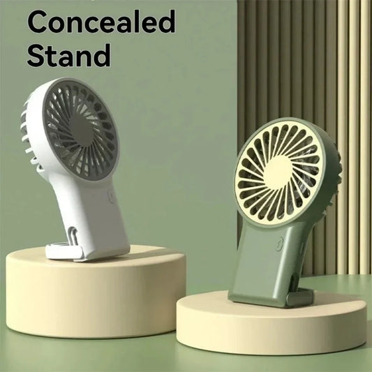 Portable Handheld Fan with Concealed Stand USB Rechargeable 3 Speeds Adjustable Cooling Fan for Home Office Outdoor Travel Use