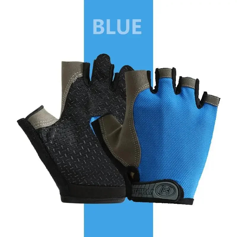 1Pair Gym Gloves Fingerless Gloves Anti-Slip Shock-Absorbing Gloves Sports Gloves for Training Lifting Weight Cycling