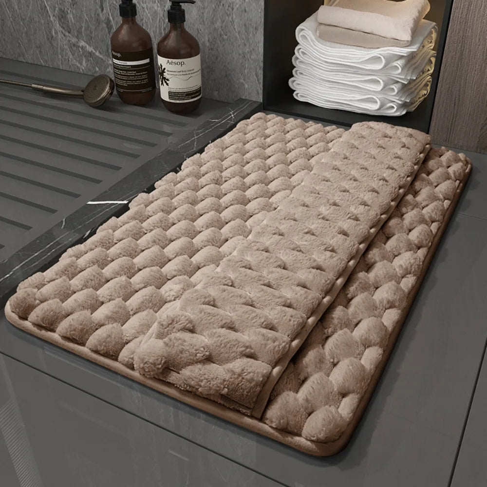 Practical Anti-slip Bath Mat Soft Washable Bathroom Floor Mat Household Water Absorption Floor Rug Bathroom Decor