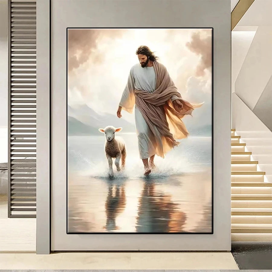 Diamond Painting Religion Christ Jesus Walking on Water Cross Stitch Diamond Mosaic Picture Embroidery crystal Beaded Handicraft