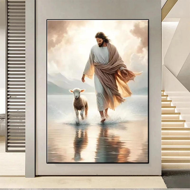 Diamond Painting Religion Christ Jesus Walking on Water Cross Stitch Diamond Mosaic Picture Embroidery crystal Beaded Handicraft