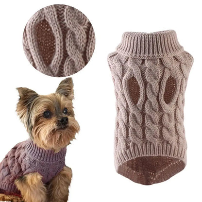 New Pet Small Pet Dog Clothes Sweater Fashion Autumn Winter Solid Fried Dough Twists Knitting Warm Comfort Clothing Wholesale