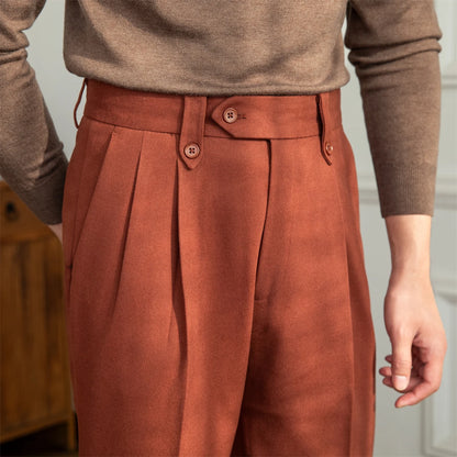 Autumn and Winter British Thick Casual Pants Commuter Straight High Waist Pants Japanese All-match Warm Pants for Men