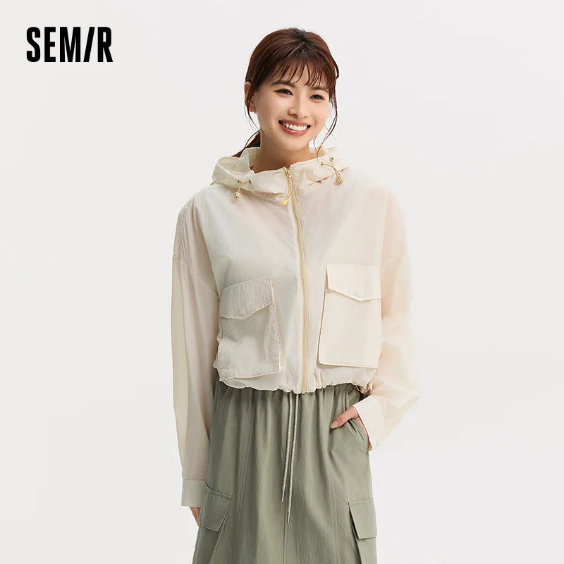 Semir Jacket Women Cropped Oversize 2025 New Summer Hooded Sun Protection Textured Coat for Outdoor Activities