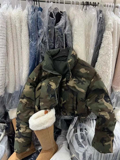 Fashion Trend Camouflage Coat Cotton Clothing Women's Winter New Thick Jacket Vintage Punk Short Coat Women Chic Parkas
