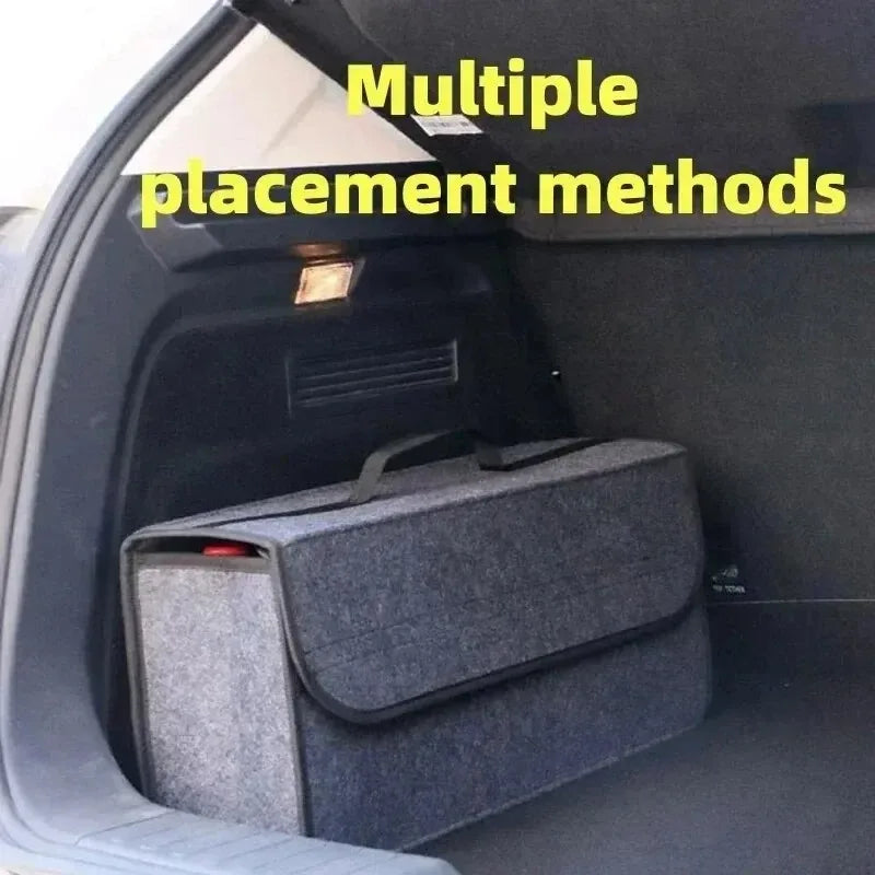 Anti-slip car trunk organizer - large capacity storage box made of soft felt material space-saving car accessory
