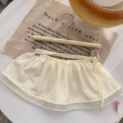 Matakawa Y2k Sweet Mini Skirts All Seasons Korean Fashion Lace Up A-line Faldas Mujer Solid High Waist Basics Sexy Women Skirt