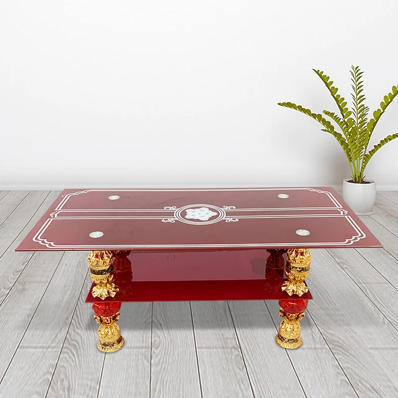 Living room mirror furniture glass top hollow center coffee table
