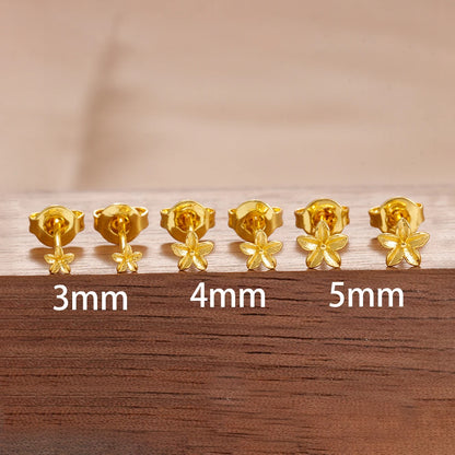 Exquisite Gold Color Simple Small Flower Stud Earring For Women Cute Hypoallergenic Daily Wear Ear Piercing Jewelry Wholesale