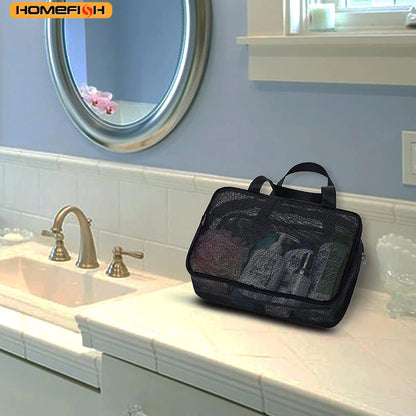 HOMEFISH Mesh Shower Caddy Tote Bag Cosmetic Storage Bag Multifunctional Shower Bag Large Capacity Portable Toiletry Organizer