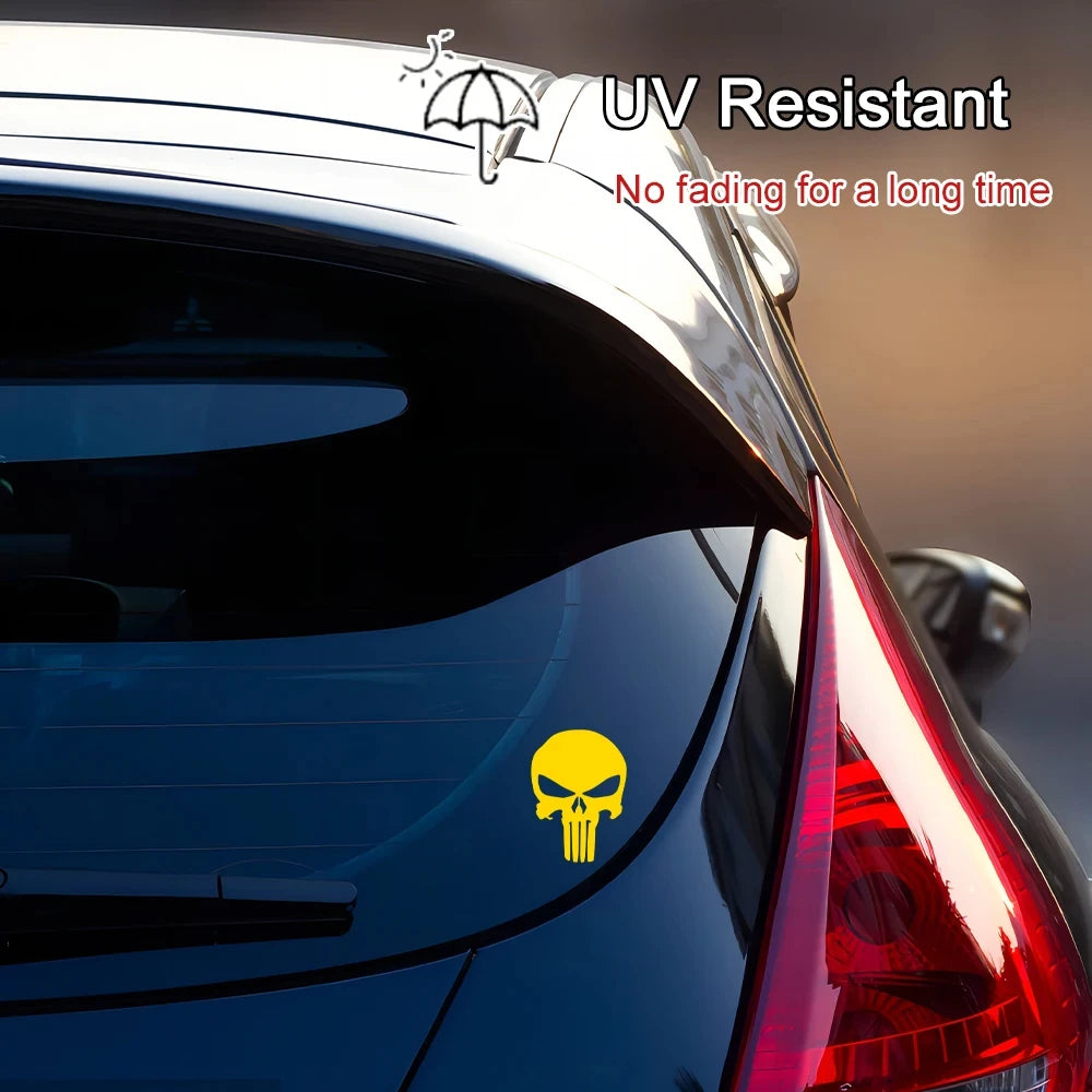 Skull Stickers Car Waterproof Decal Reflective Vinyl Punisher Sticker for Auto Door Window Rearview Mirror Bumper Decoration