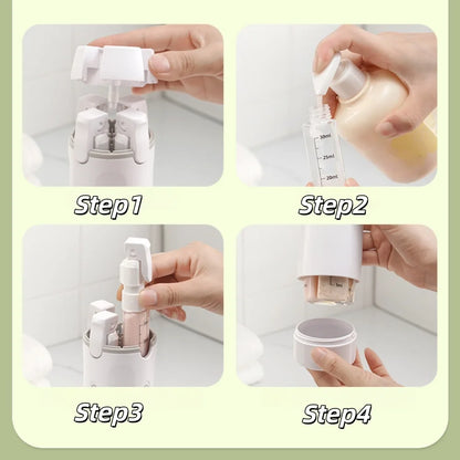 4-in-1 Travel Toiletries Bottle - Refillable, Leak-proof, Portable Travel Split Bottle, Emulsion Dispenser Bottle, Practical