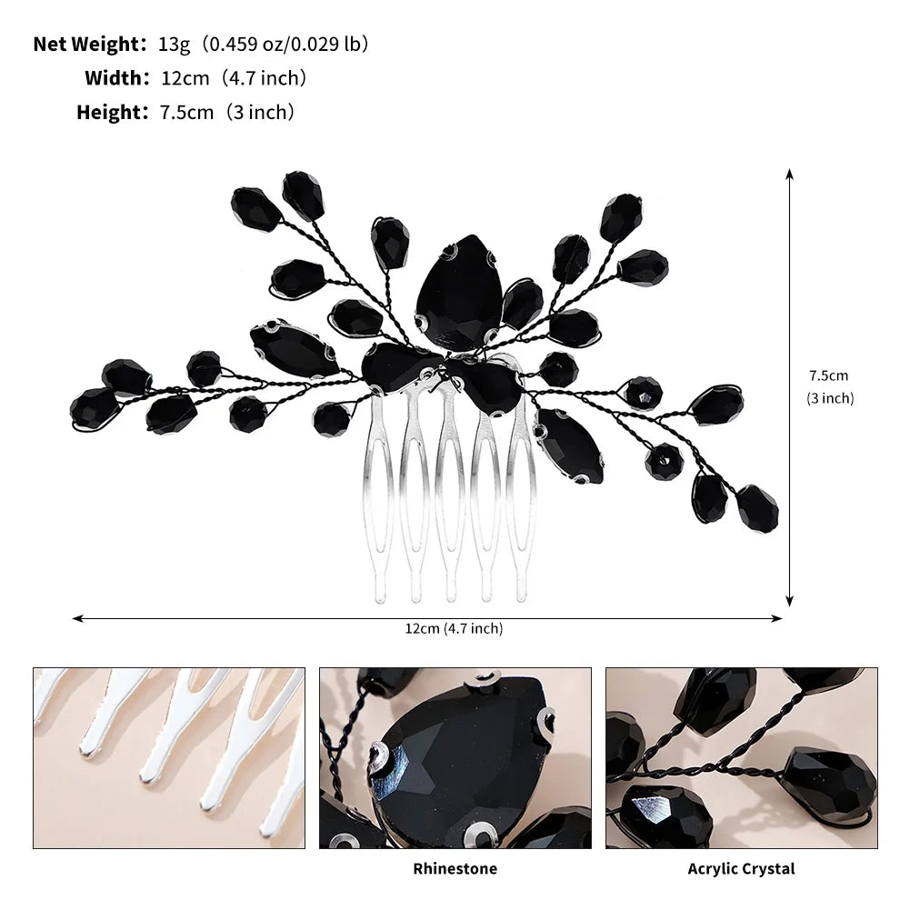 Dark Style Bridal Hair Comb Black Series Wedding Headpiece Hair Accessories Fashionable Holiday Halloween Party Gifts For Women