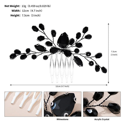 Dark Style Bridal Hair Comb Black Series Wedding Headpiece Hair Accessories Fashionable Holiday Halloween Party Gifts For Women