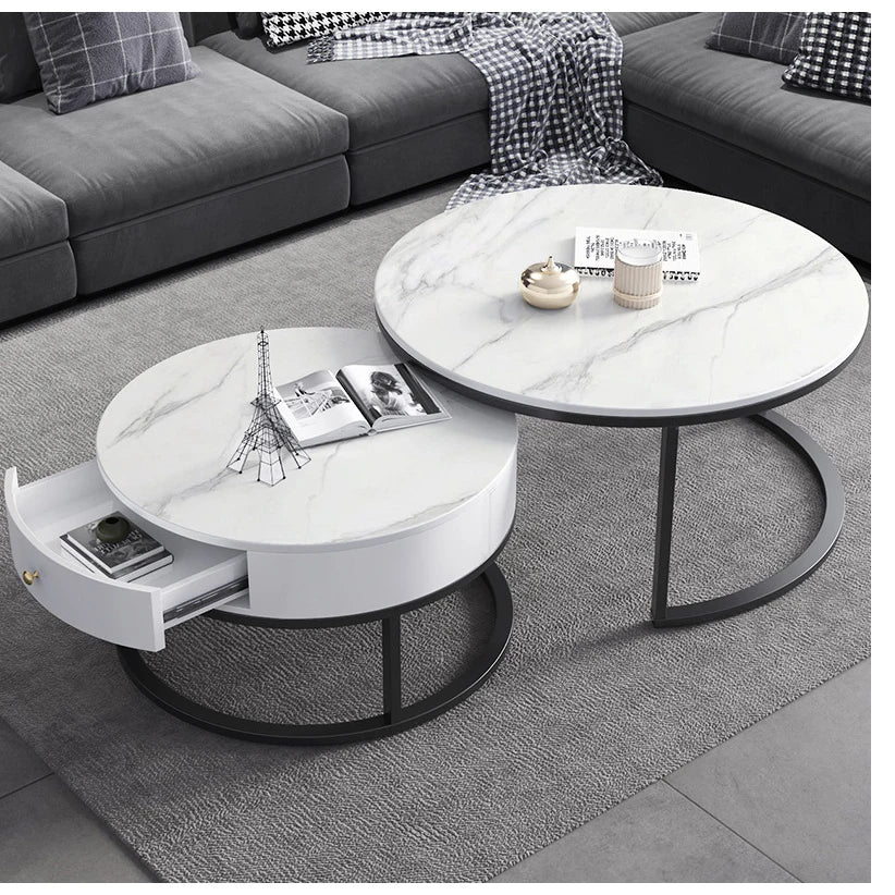 Living room mirror furniture glass top hollow center coffee table
