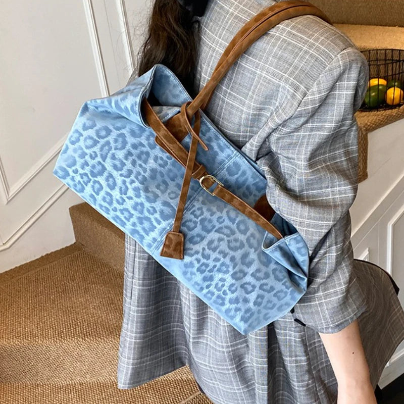 Newly Leopard PU Leather Shoulder Bags for Women Luxury Designer Brand Trend Tote Bag Females Short Handle Handbags and Purses
