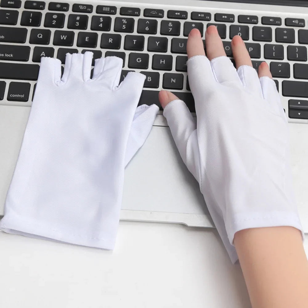 1Pair Sunscreen Protection Fingerless Gloves Women Arm Cool Summer Breathable Thin Mittens Half Finger Sleeves Black White Beige