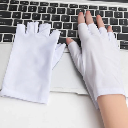 1Pair Sunscreen Protection Fingerless Gloves Women Arm Cool Summer Breathable Thin Mittens Half Finger Sleeves Black White Beige