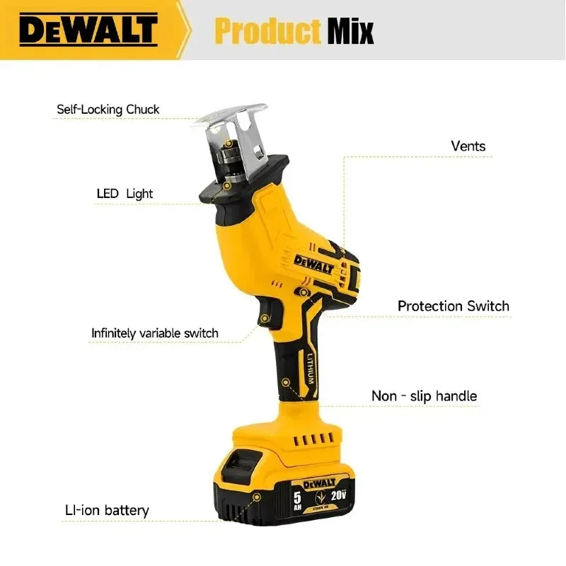 Dewalt 2800RPM Brushless Electric Saw Reciprocating Saw Multifunctional Metal Wood Pipe Cutting Saw Power ToolFor Dewalt battery