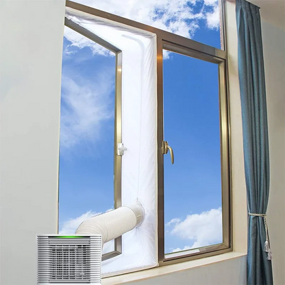Air Lock Window Seal for Portable Air Conditioner, 3/4/5M Flexible Cloth Sealing Plate Window Seal with Zip and Adhesive Fast