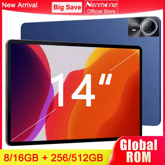NEW 14 Inch Tablet PC Large Screen 1920x1200 IPS CPU T616 16+512GB Tablet 14" Android 15.0 4G LTE Game Studio PAD Drawing stylus
